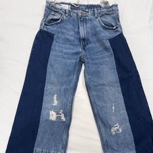 Trendy Blue Patchwork Jeans